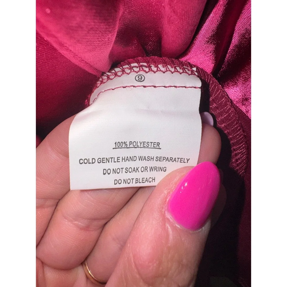 Hello Molly Mini Dress Womens Fuchsia Satin Cowl Neck Open Back 63258B04 Size M